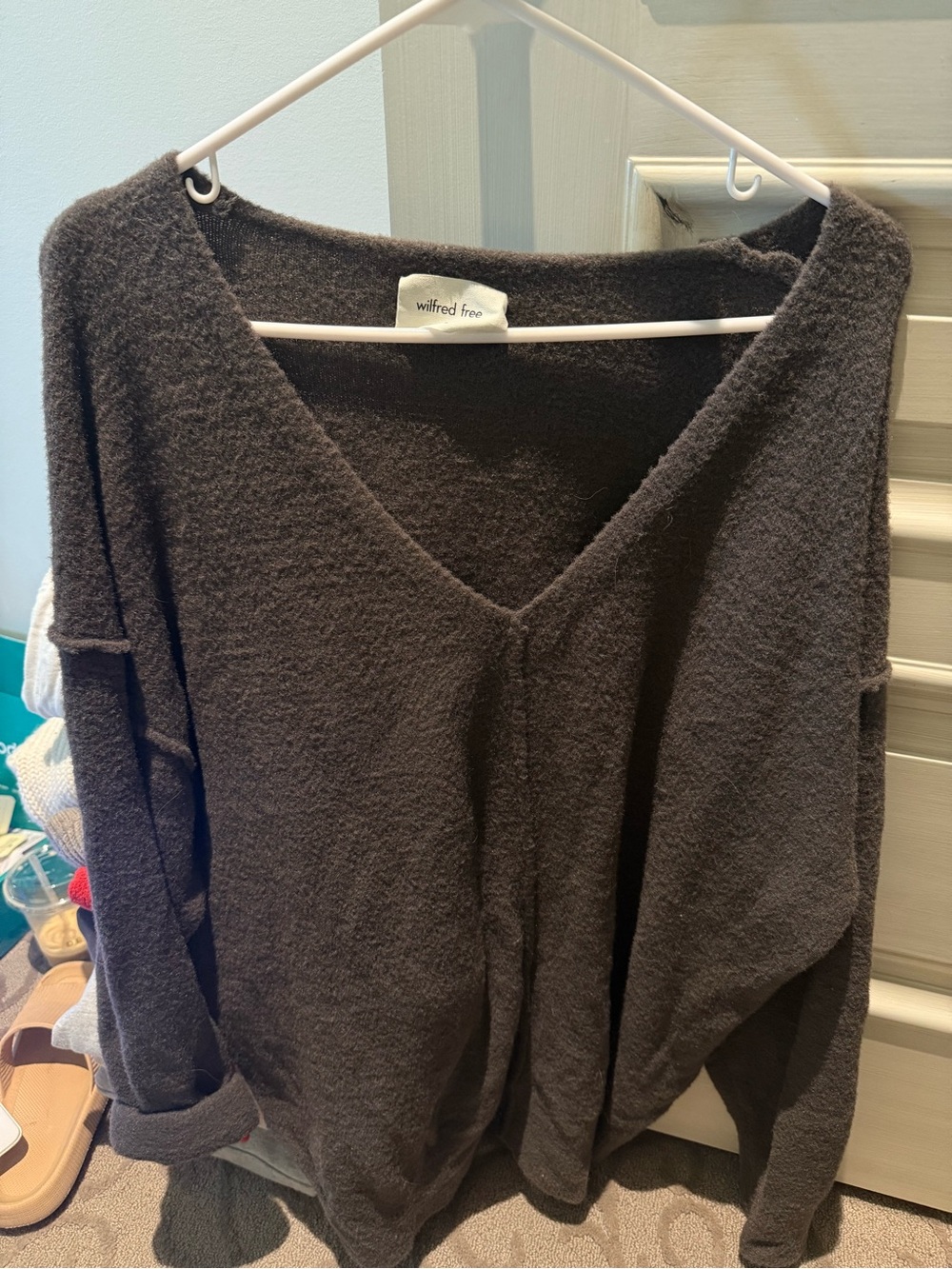 Wilfred Charcoal Gray V-Neck Sweater